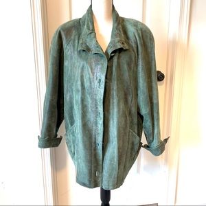 Vintage PELLE 100% Leather Coat w/ Shoulder Pads—M